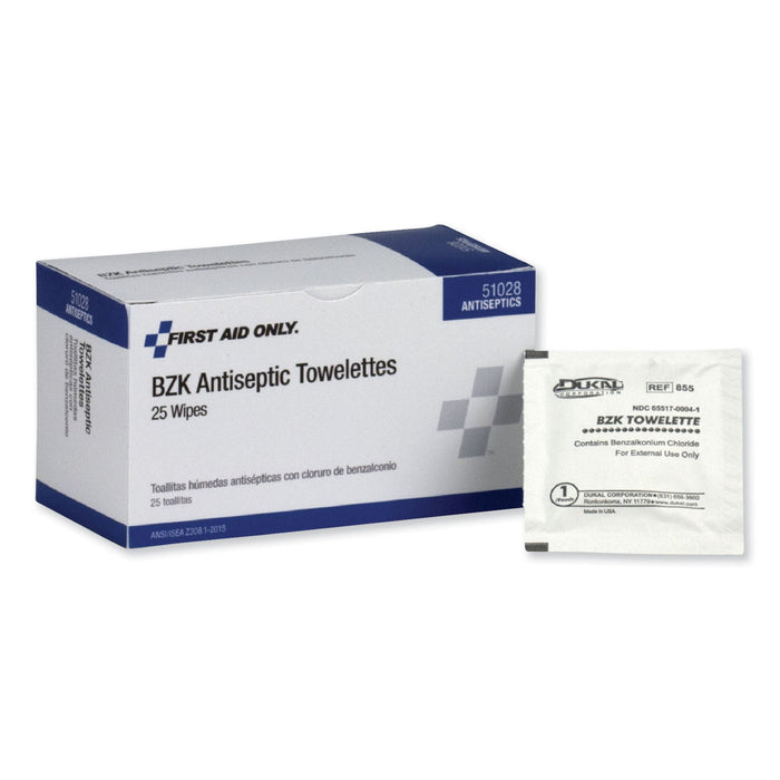PhysiciansCare First Aid Antiseptic Towelettes, 25/Box