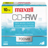 Maxell CD-RW Rewritable Disc, 700 MB/80 min, 4x, Jewel Case, Silver, 10/Pack