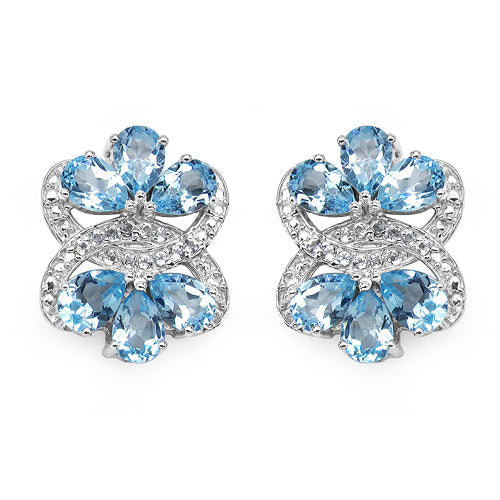 10.26 Carat Genuine Blue Topaz & White Topaz .925 Sterling Silver Earrings by Bids.com
