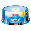 Maxell DVD-R Recordable Disc, 4.7 GB, 16x, Spindle, Gold, 25/Pack