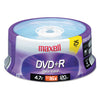 Maxell DVD+R High-Speed Recordable Disc, 4.7 GB, 16x, Spindle, Silver, 25/Pack