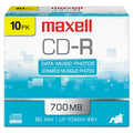 Maxell CD-R Recordable Disc, 700 MB/80 min, 48x, Slim Jewel Case, Silver, 10/Pack