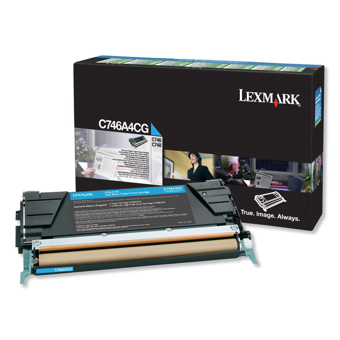 Lexmark C746A4CG Return Program Toner, 7,000 Page-Yield, Cyan, TAA Compliant
