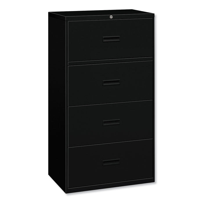 HON 400 Series Lateral File, 4 Legal/Letter-Size File Drawers, Black, 36" x 18" x 52.5"