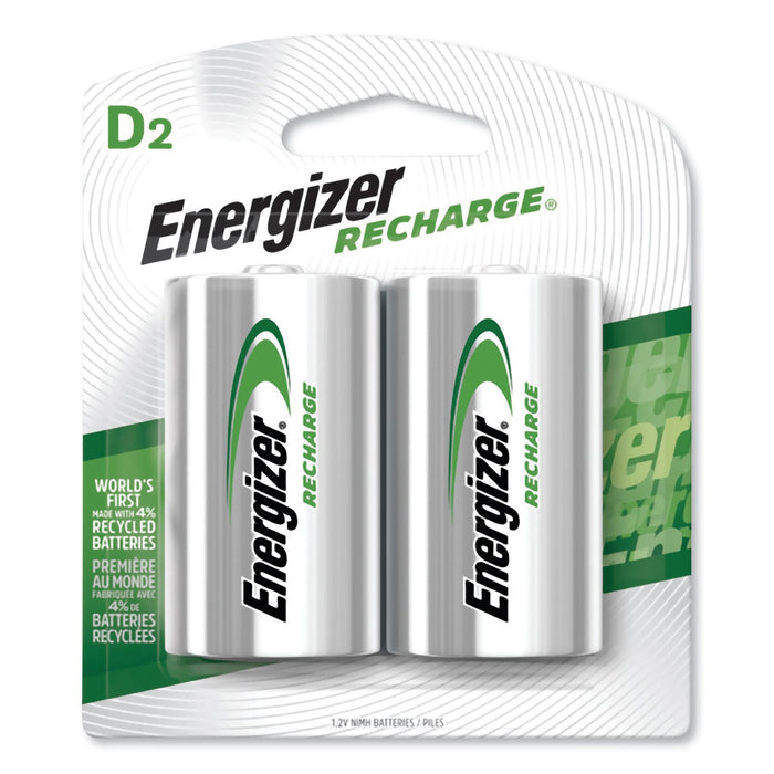Energizer NiMH Rechargeable D Batteries, 1.2 V, 2/Pack