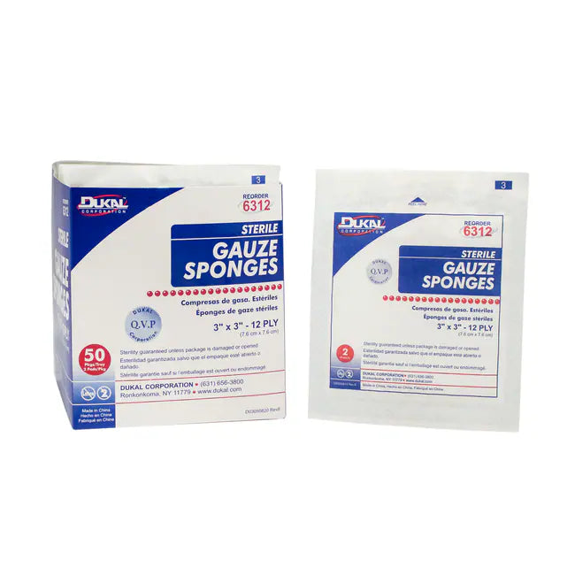 Dukal Non-Sterile Gauze Sponges, 3 x 3 Inch, 12-Ply (100 Count Box) by Pasteur Pharmacy