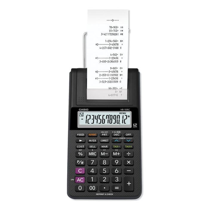 Casio HR-10RC Handheld Portable Printing Calculator, Black Print, 1.6 Lines/Sec