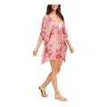 Raviya Drawstring-Tie Kimono Deep V Neck Crochet Swimsuit Cover Up, Size Small by Vanessa Jane
