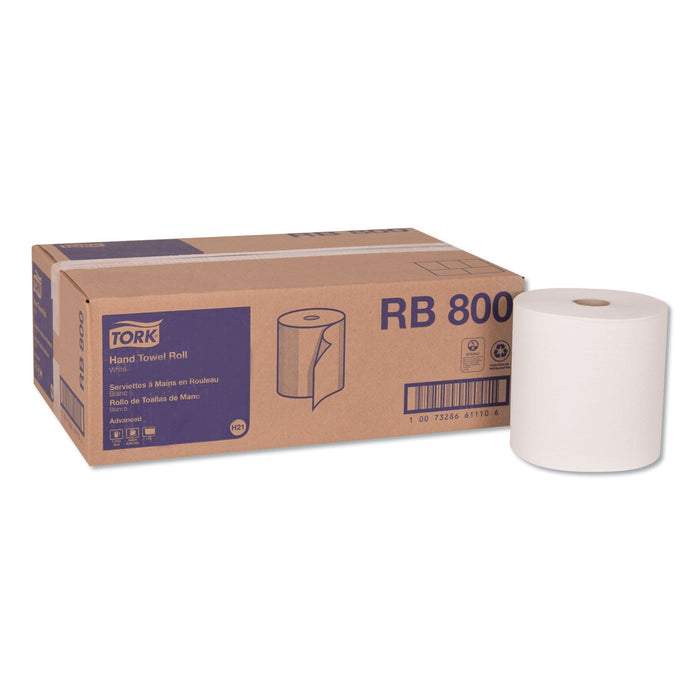 Tork Advanced Hardwound Roll Towel, 1-Ply, 7.88" x 800 ft, White, 6 Rolls/Carton