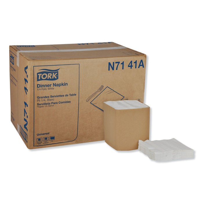 Tork Universal Dinner Napkins, 1-Ply, 17" x 17", 1/4 Fold, White, 4008/Carton