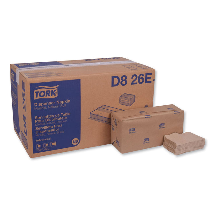 Tork Advanced Soft Minifold Dispenser Napkins, 1-Ply,13" x 12", Natural, 6000/Carton
