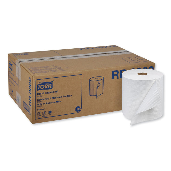 Tork Universal Hand Towel Roll, 7.88" x 800 ft, White, 6 Rolls/Carton