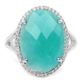 8.14 Carat Genuine Amazonite And White Topaz .925 Sterling Silver Ring by Bids.com