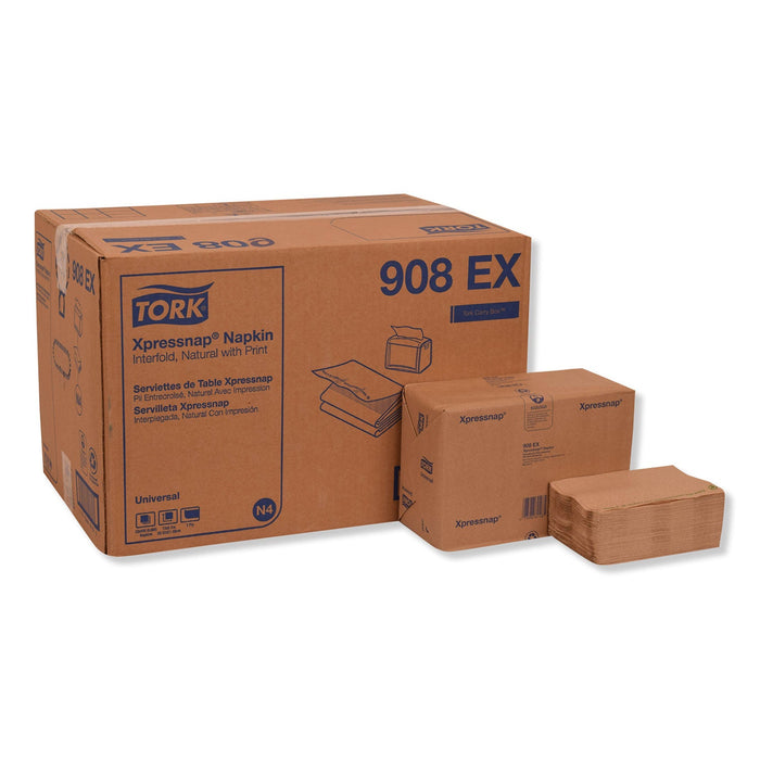 Tork Xpressnap Interfold Dispenser Napkins, 1-Ply, 13 x 8.5, Natural, 500/Pack, 12 Packs/Carton