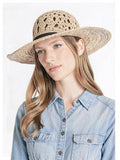 Aqua Filippo Catarzi Womens Open Weave Macramé Straw Floppy Sun Hat Band Natural by Vanessa Jane