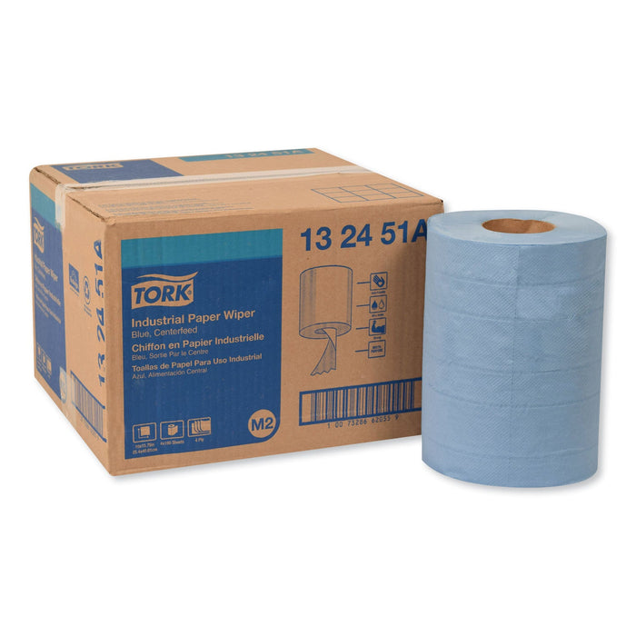 Tork Industrial Paper Wiper, 4-Ply, 10 x 15.75, Blue, 190 Wipes/Roll, 4 Roll/Carton