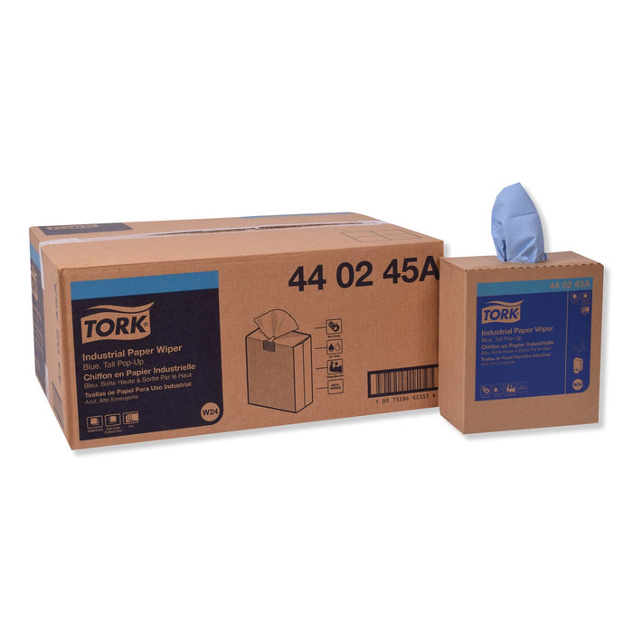 Tork Industrial Paper Wiper, 4-Ply, 8.54 x 16.5, Blue, 90 Towels/Box, 10 Boxes/Carton