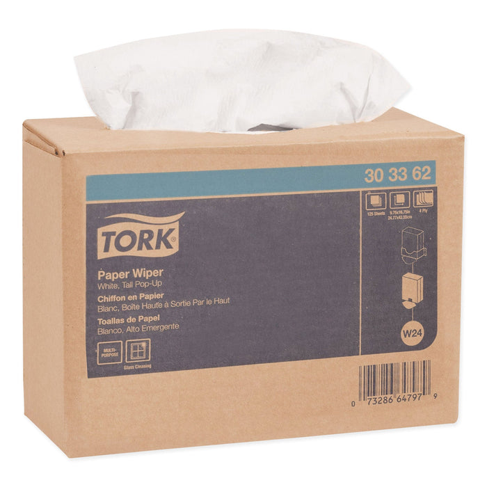 Tork Multipurpose Paper Wiper, 4-Ply, 9.75 x 16.75, White, 125/Box, 8 Boxes/Carton