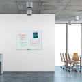 U Brands Floating Glass Ghost Grid Dry Erase Board, 48 x 36, White