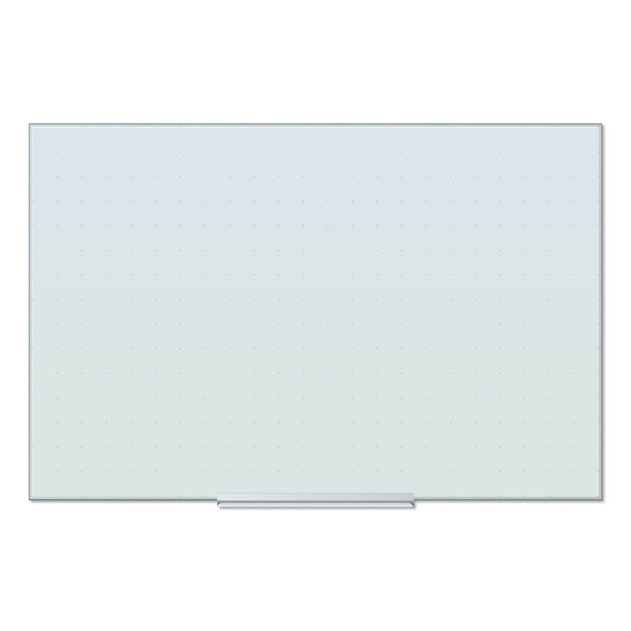 U Brands Floating Glass Ghost Grid Dry Erase Board, 36 x 24, White