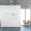 U Brands Floating Glass Dry Erase Board, 72 x 36, White