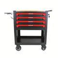 4 Drawers Multifunctional Tool Cart With Wheels And Wooden Top by DailySale