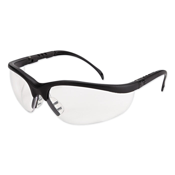 MCR Klondike Safety Glasses, Matte Black Frame, Clear Lens, 12/Box