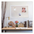 U Brands Linen Bulletin Board with Decor Frame, 30 x 20, Natural Surface/White Frame