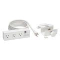 Tripp Lite Surge Protector, 3 AC Outlets/2 USB Ports, 10 ft Cord, 510 J, White