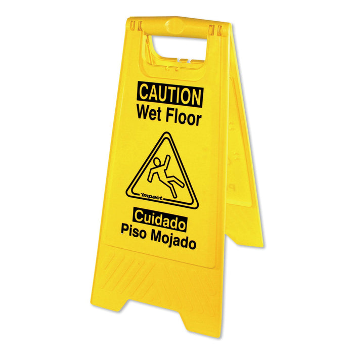 Impact Bilingual Yellow Wet Floor Sign, 12.05 x 1.55 x 24.3