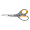Westcott Titanium Bonded Scissors, 8" Long, 3.5" Cut Length, Gray/Yellow Straight Handle