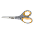 Westcott Titanium Bonded Scissors, 8" Long, 3.5" Cut Length, Gray/Yellow Straight Handle
