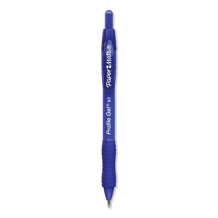 Paper Mate Profile Gel Pen, Retractable, Medium 0.7 mm, Blue Ink, Translucent Blue Barrel, 36/Pack