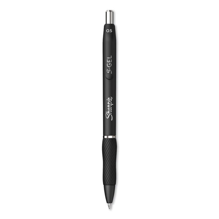 Sharpie S-Gel High-Performance Gel Pen, Retractable, Fine 0.5 mm, Black Ink, Black Barrel, Dozen