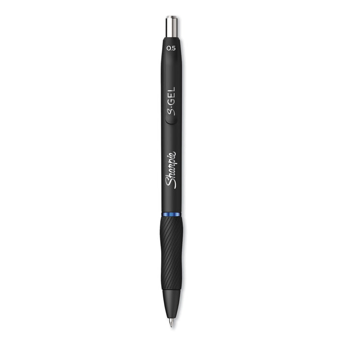 Sharpie S-Gel High-Performance Gel Pen, Retractable, Fine 0.5 mm, Blue Ink, Black Barrel, Dozen