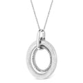 .925 Sterling Silver Prong-Set Diamond Accent Satin Finished Double Circle 18" Pendant Necklace (I-J Color, I1-I2 Clarity) by Bids.com