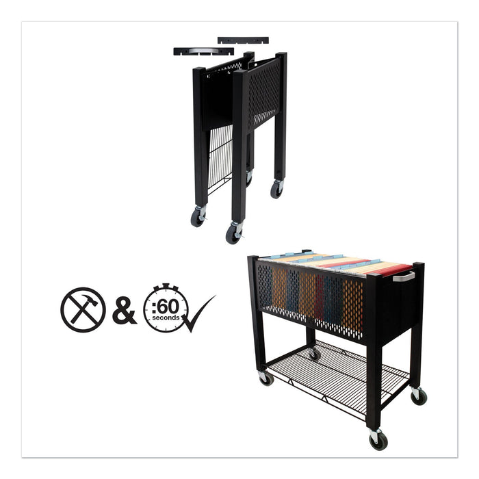 Vertiflex InstaCart File Cart, Metal, 1 Shelf, 1 Bin, 14.25" x 28.5" x 27.75", Black