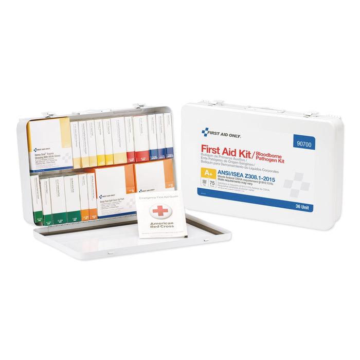 First Aid Only Unitized ANSI Class A Weatherproof First Aid Kit for 75 People, 36 Pieces, Metal Case