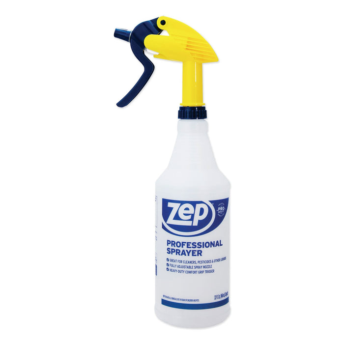 Zep Commercial Professional Spray Bottle with Trigger Sprayer, 32 oz, Clear