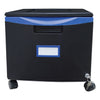 Storex Single-Drawer Mobile Filing Cabinet, 1 Legal/Letter-Size File Drawer, Black/Blue, 14.75" x 18.25" x 12.75"