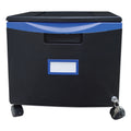 Storex Single-Drawer Mobile Filing Cabinet, 1 Legal/Letter-Size File Drawer, Black/Blue, 14.75" x 18.25" x 12.75"
