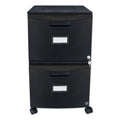 Storex Two-Drawer Mobile Filing Cabinet, 2 Legal/Letter-Size File Drawers, Black, 14.75" x 18.25" x 26"