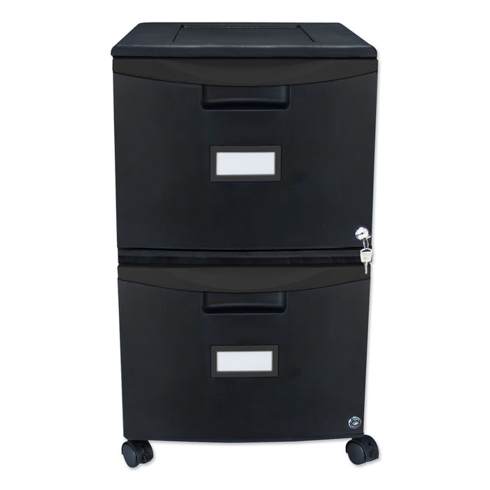 Storex Two-Drawer Mobile Filing Cabinet, 2 Legal/Letter-Size File Drawers, Black, 14.75" x 18.25" x 26"