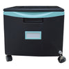 Storex Single-Drawer Mobile Filing Cabinet, 1 Legal/Letter-Size File Drawer, Black/Teal, 14.75" x 18.25" x 12.75"