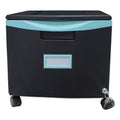 Storex Single-Drawer Mobile Filing Cabinet, 1 Legal/Letter-Size File Drawer, Black/Teal, 14.75" x 18.25" x 12.75"