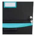 Storex Two-Drawer Mobile Filing Cabinet, 2 Legal/Letter-Size File Drawers, Black/Teal, 14.75" x 18.25" x 26"