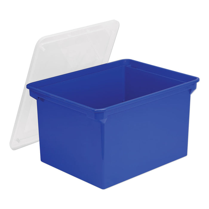 Storex Plastic File Tote, Letter/Legal Files, 18.5" x 14.25" x 10.88", Blue/Clear