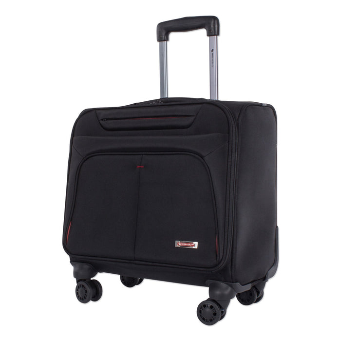 Swiss Mobility Purpose Overnight Business Case On Spinner Wheels, Fits Devices Up to 15.6", Polyester, 9.5 x 9.5 x 17.5, Black