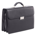 Swiss Mobility Milestone Briefcase, Fits Devices Up to 15.6", Leather, 5 x 5 x 12, Black