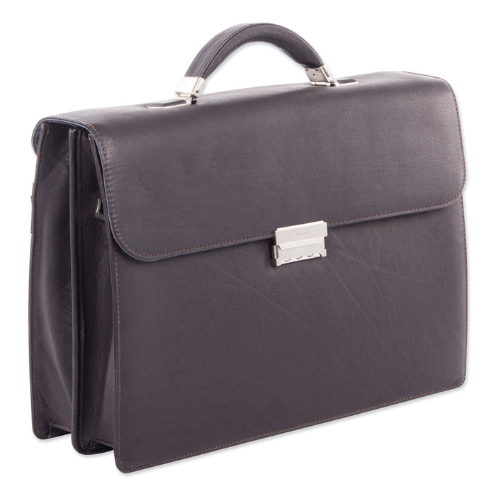 Swiss Mobility Milestone Briefcase, Fits Devices Up to 15.6", Leather, 5 x 5 x 12, Brown